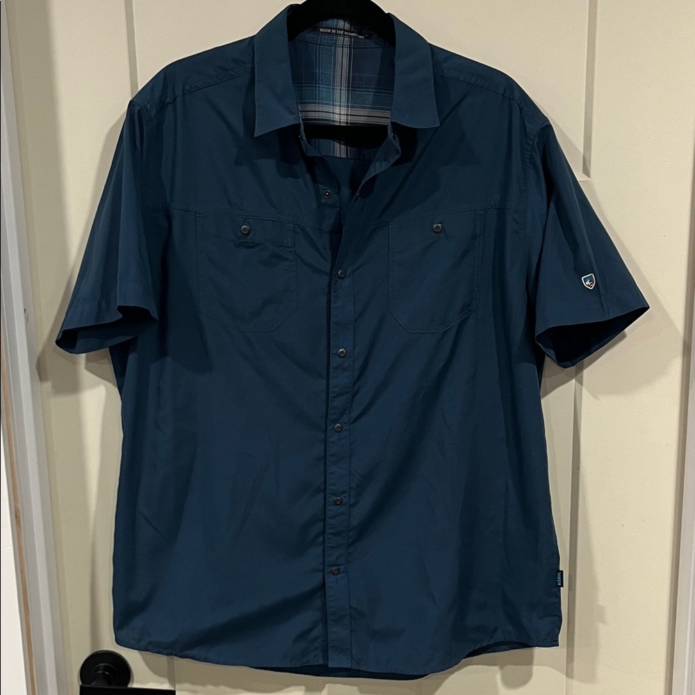Kuhl Men's Short-Sleeve Snap front Shirt - blue